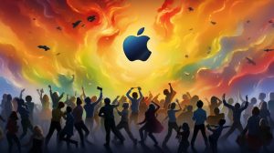 lots-of-people-dancing-around-an-Apple-logo-on-a-colorful-background.jpg